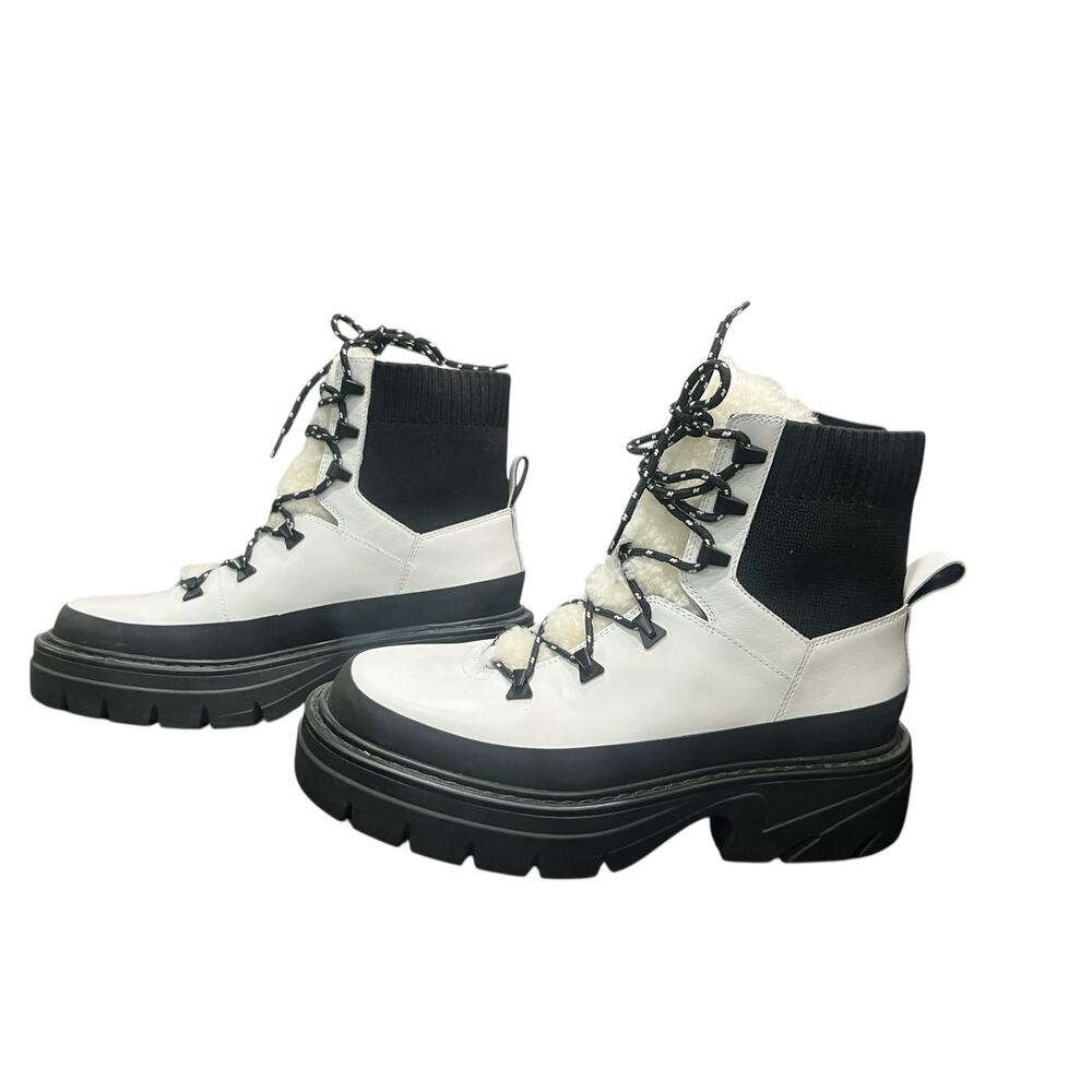 New! Marc Fisher Izuma Lugsole Boots in White/Black - Size 7.5 (MSRP $259) - Picture 9 of 11